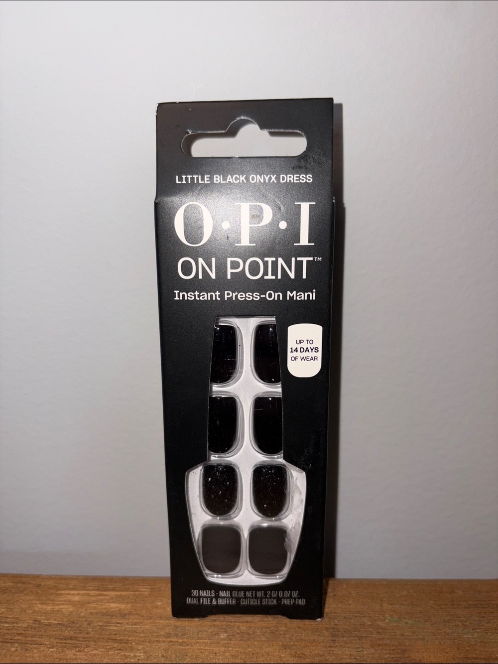 NEW O.P.I. Short Length Press-On Nails Box in Glossy Black